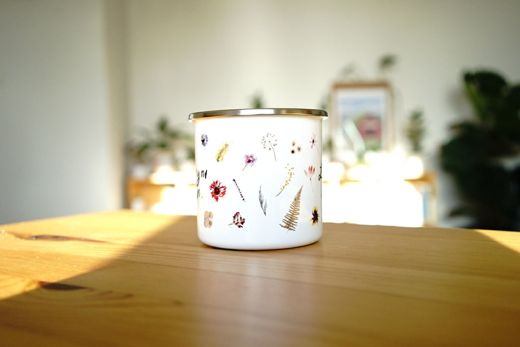Personalised Floral Enamel Mug For Mum